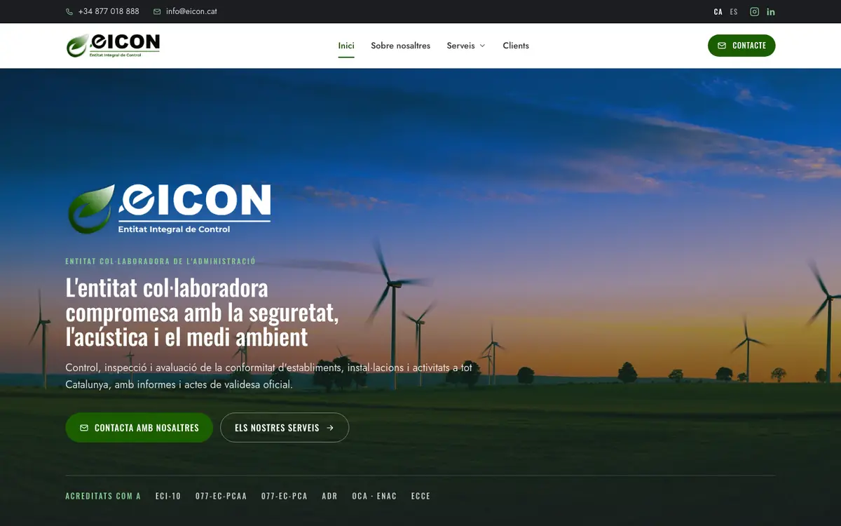 Portada del web publicat, en un ordinador